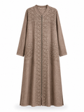 PAMUK KETEN ÇİÇEK MODEL BRODELİ FERACE VİZON KAHVE